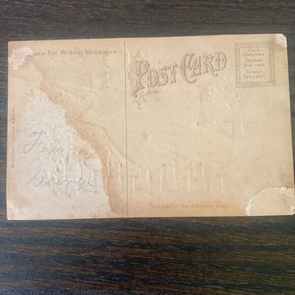 Wooden Rustic Frame with Vintage 1909 Happy Birthday Victorian Postcard - Picture 11 of 12